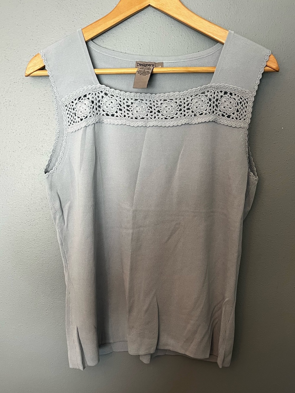 Vintage Designers Originals Crochet Yoke Sleeveless Sweater
